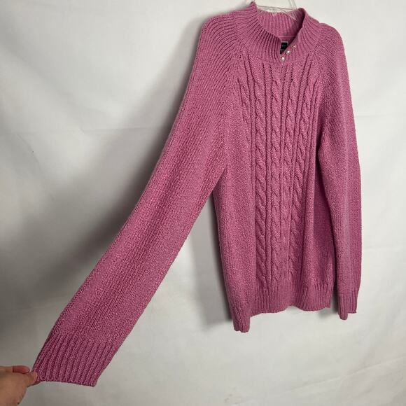 Karen Scott Cable Knit Pullover Pink Sweater Size Large - Picture 5 of 10